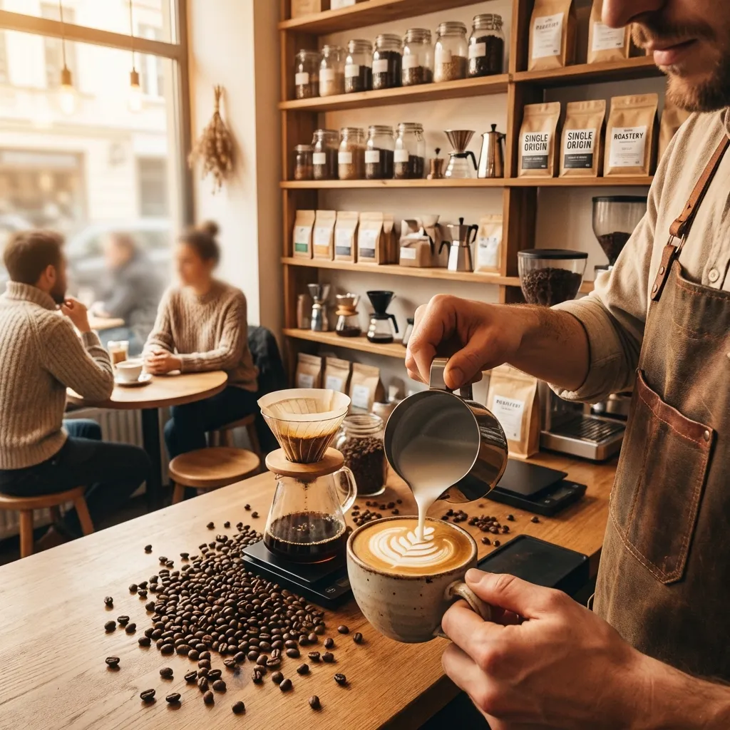 Dear Jack Coffee barista crafting specialty coffee with latte art